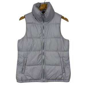 Old Navy Women’s Puffer Vest Light Khaki XS Sleeveless Full Zip Mock Neck